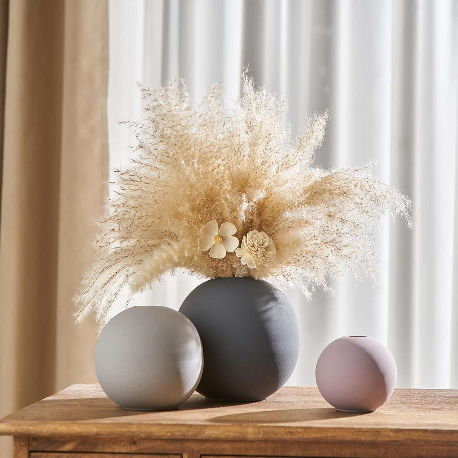 Ceramic Vase Set of 3 Multicolor Rustic Farmhouse Decor