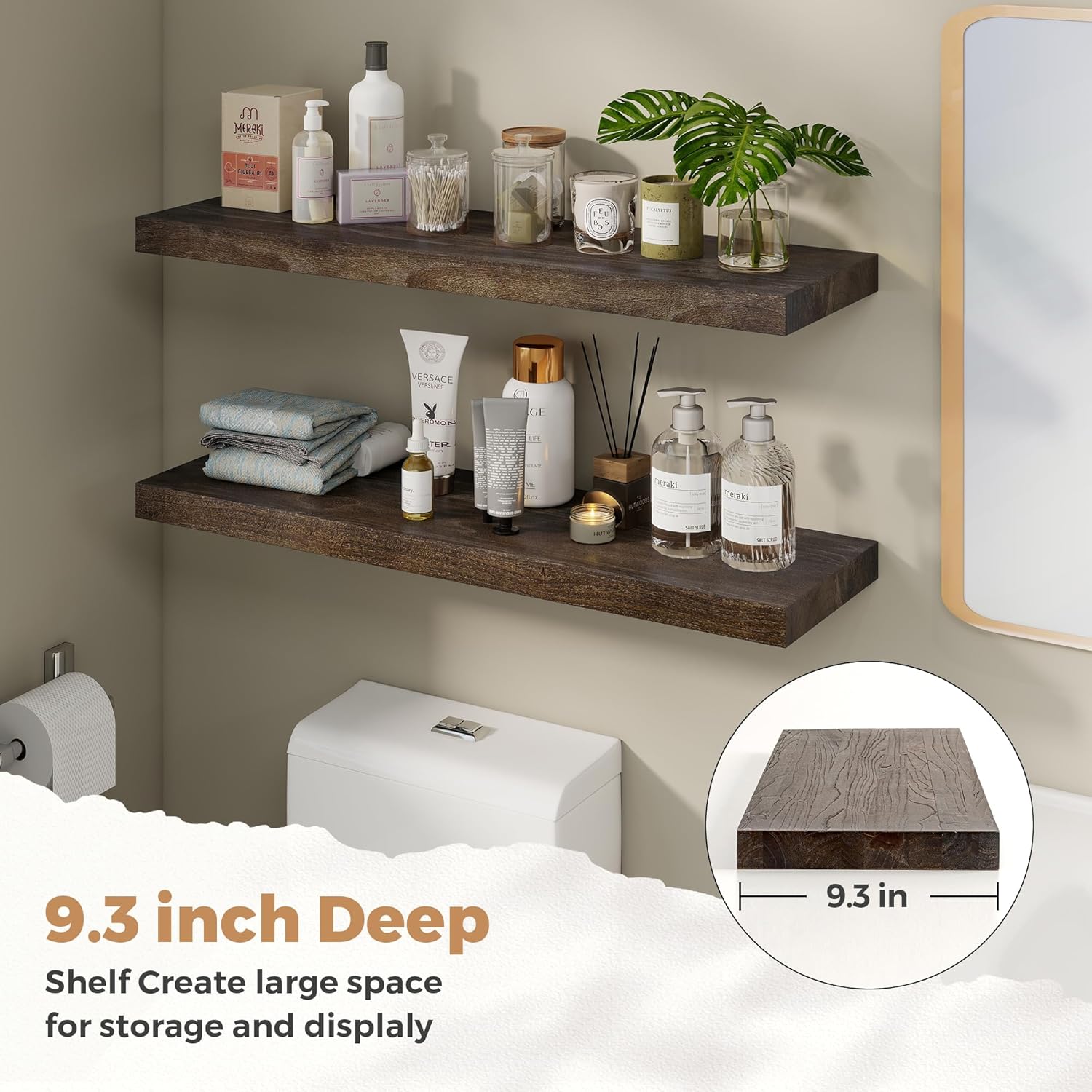 RICHFOCUS Elm Floating Shelves Set of 2