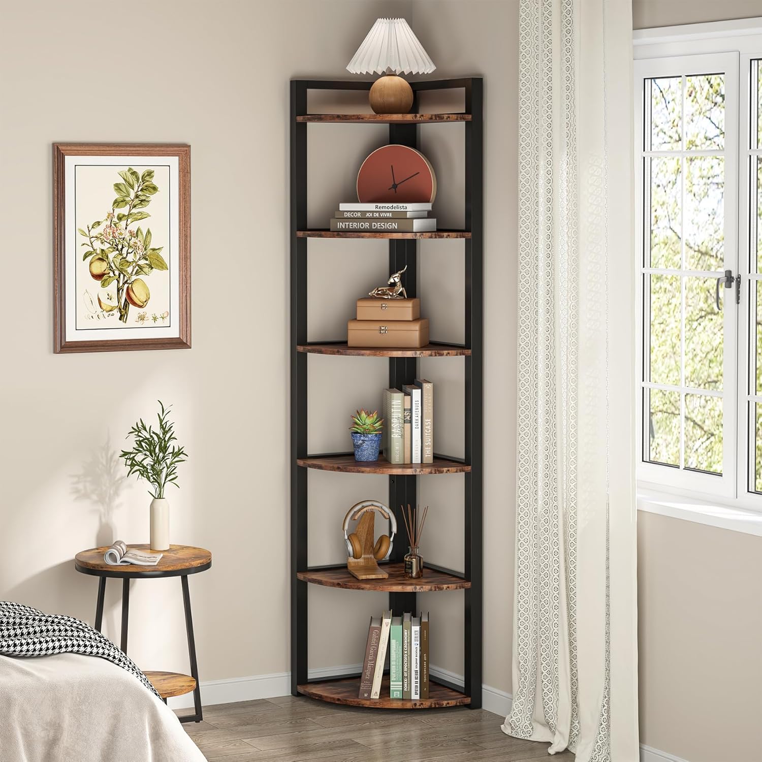 Tribesigns Corner Shelf 6 Tier Modern Bookcase