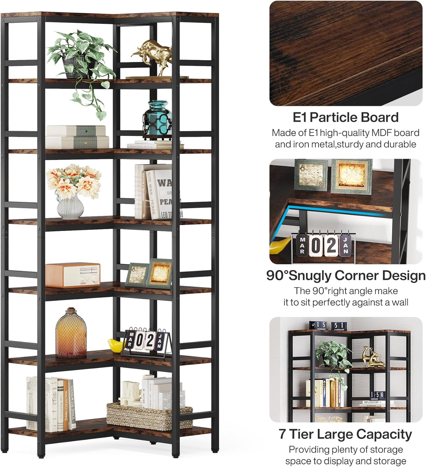 Tribesigns 7874 Inch Tall Corner Shelf 7 Tier