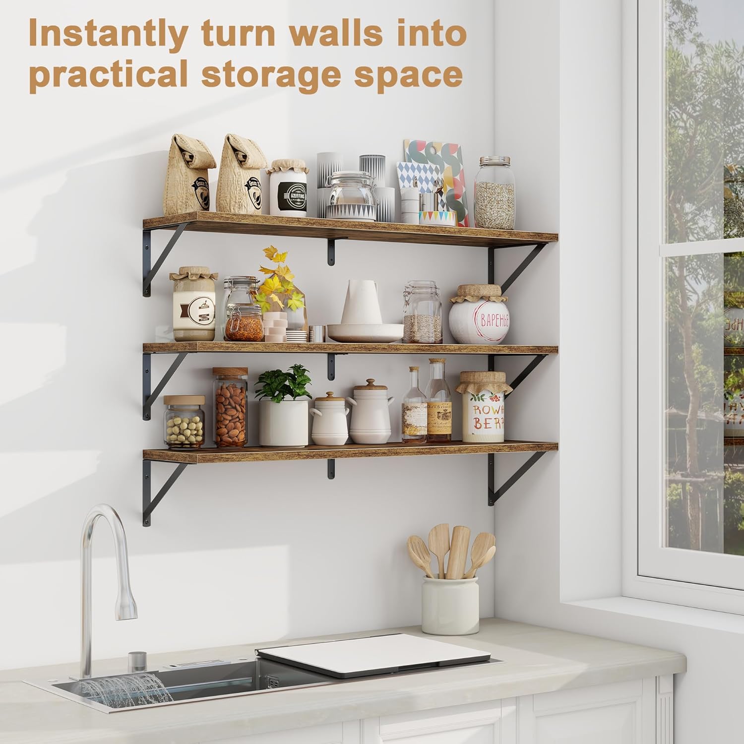 Fun Memories 3 Piece 40 Inch Floating Bookshelf Set
