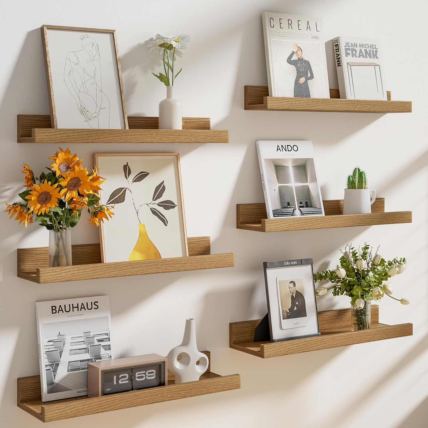 Floating Shelves Set of 6 24 Inch Wall Mounted Display Organizer