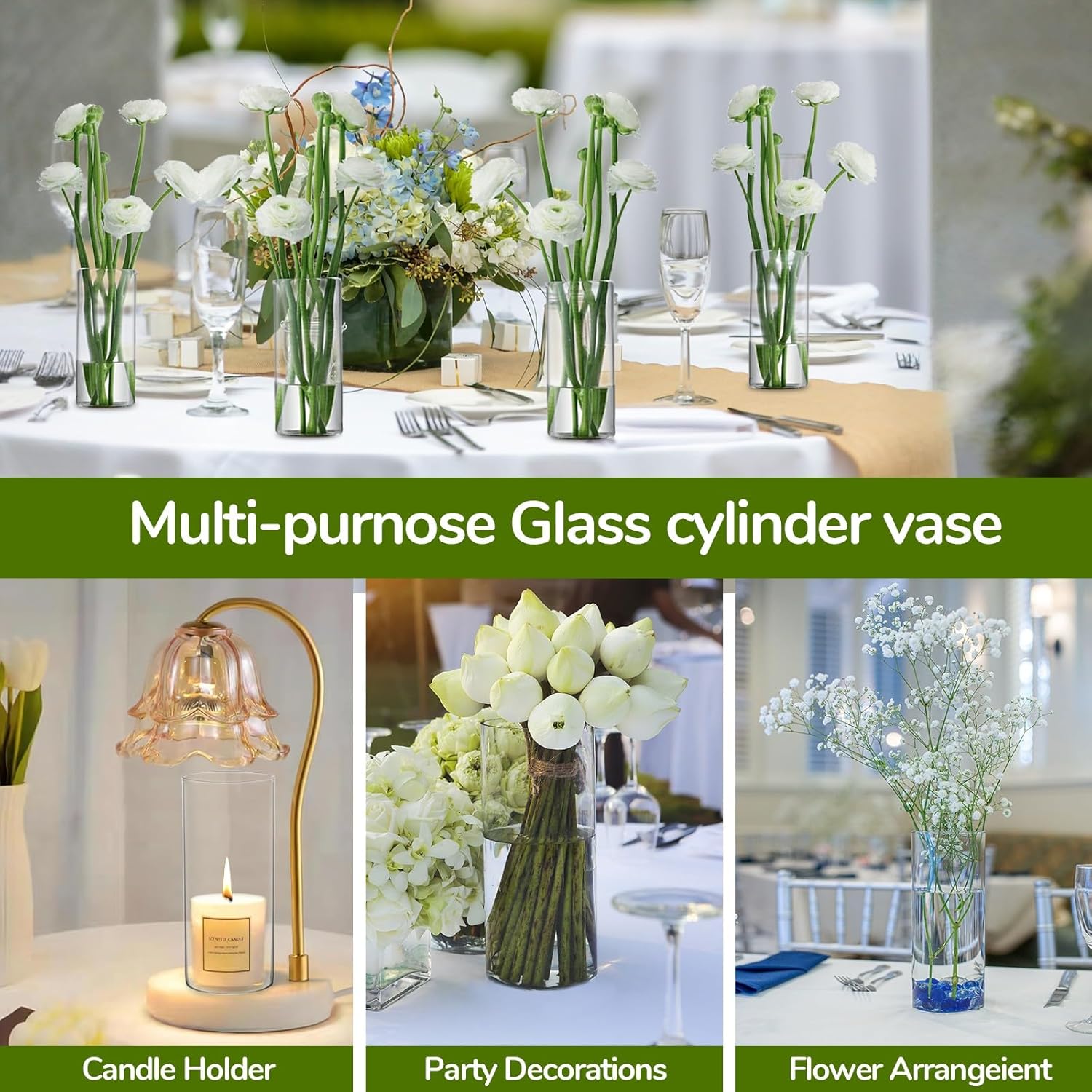 Tall 59 Inch Glass Cylinder Vase for Wedding and Home Decor