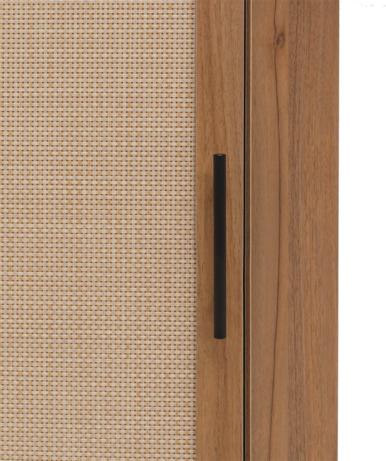 ZeHuoGe Corner Storage Cabinet with Rattan Door