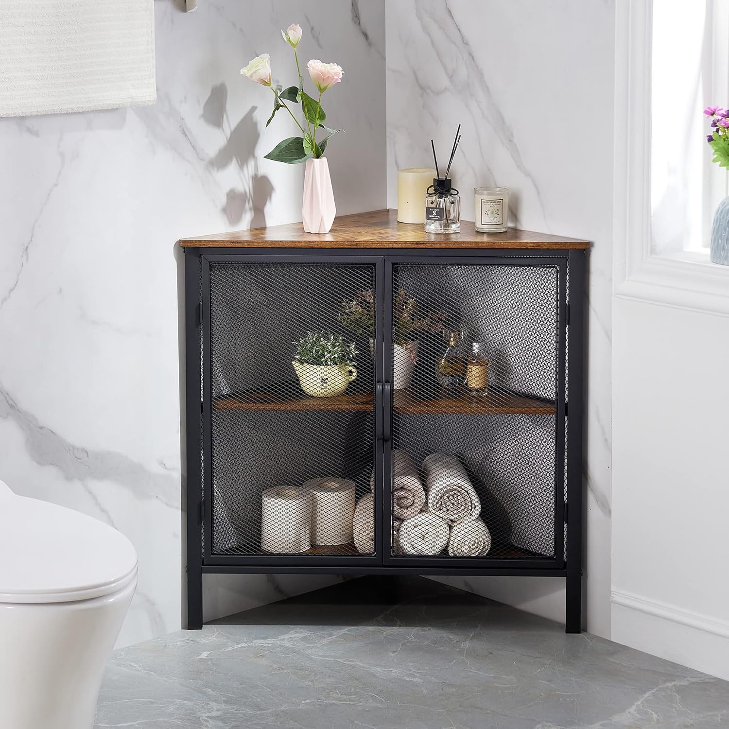 VECELO 3-Tier Corner Shelf Organizer Brown