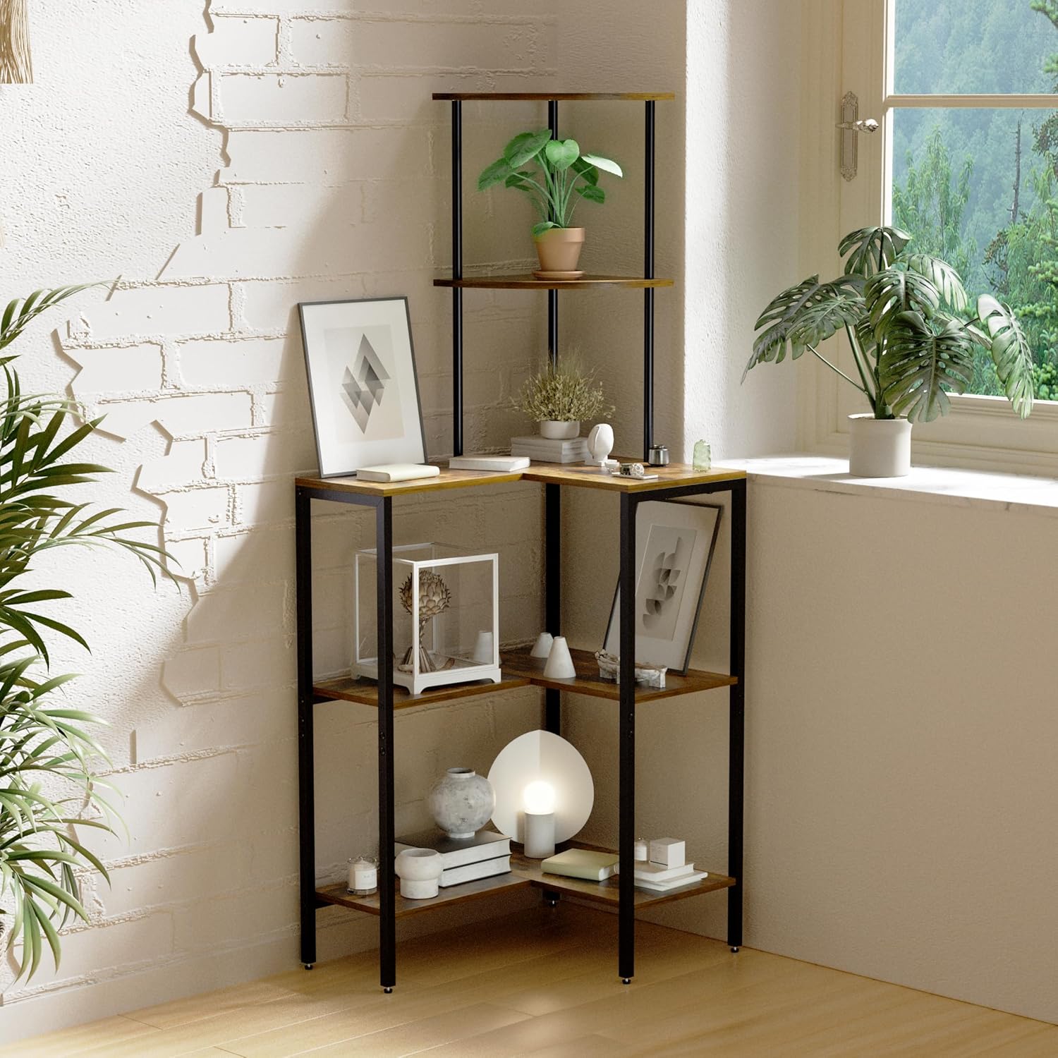 5 Tier Corner Shelf Stand with Storage