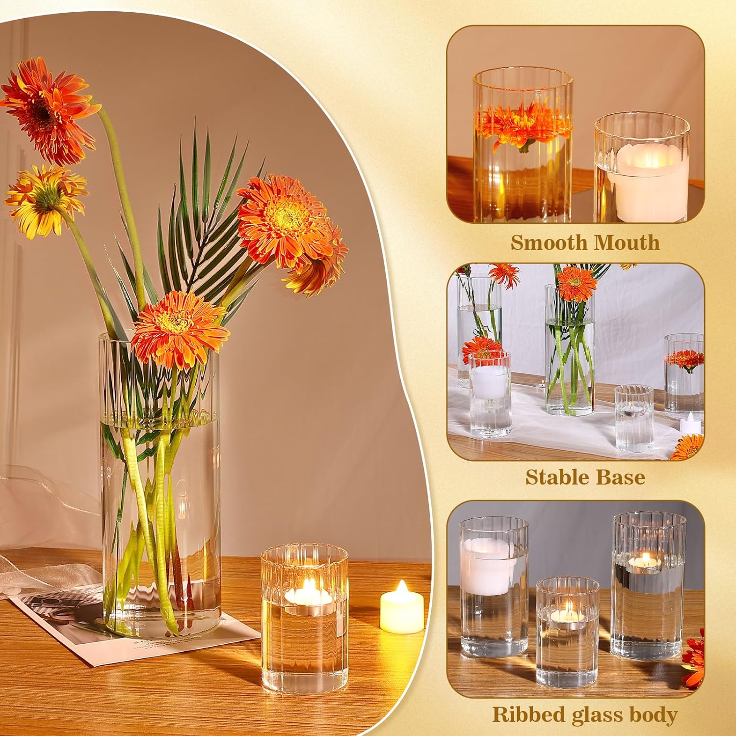 16 Pack Clear Glass Cylinder Vases 55 6 Inch Tall for Home Decor Wedding Centerpieces