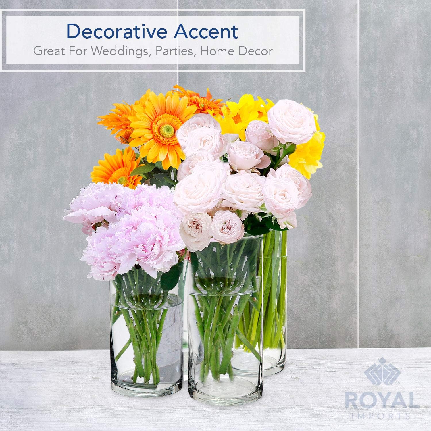 Royal Imports Glass Cylinder Vases Set of 4 - Floating Candles Wedding Home Decor