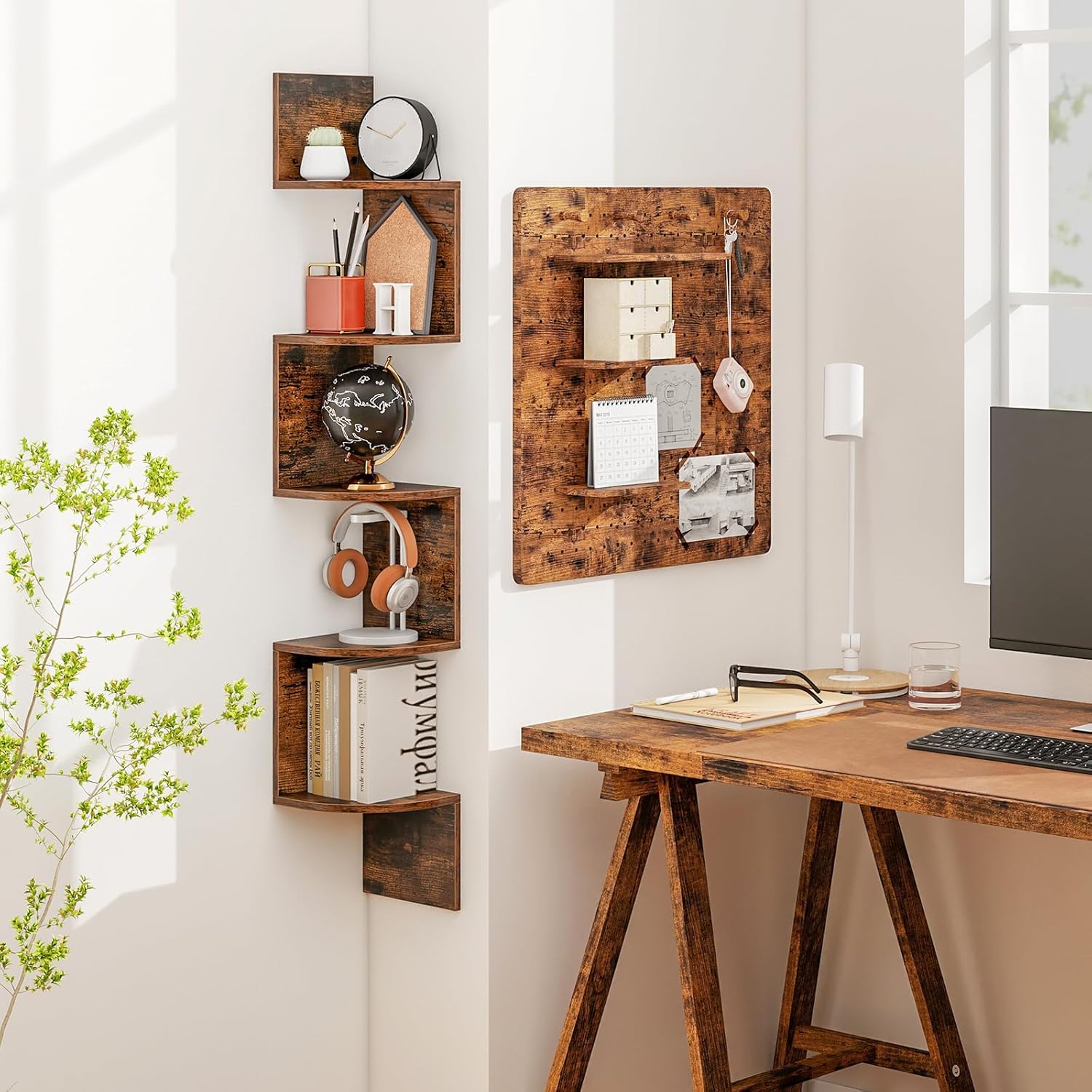 Tangkula 5-Tier Corner Shelf Wall Mount