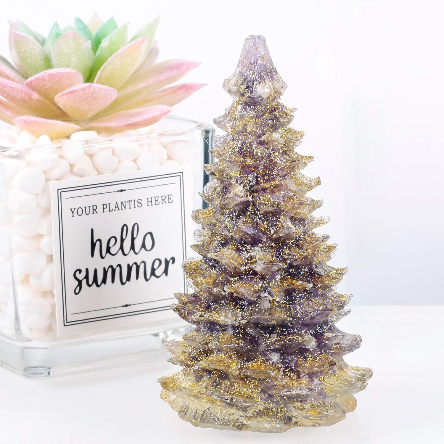 Rockcloud Amethyst Crystal Christmas Tree Desk Ornament