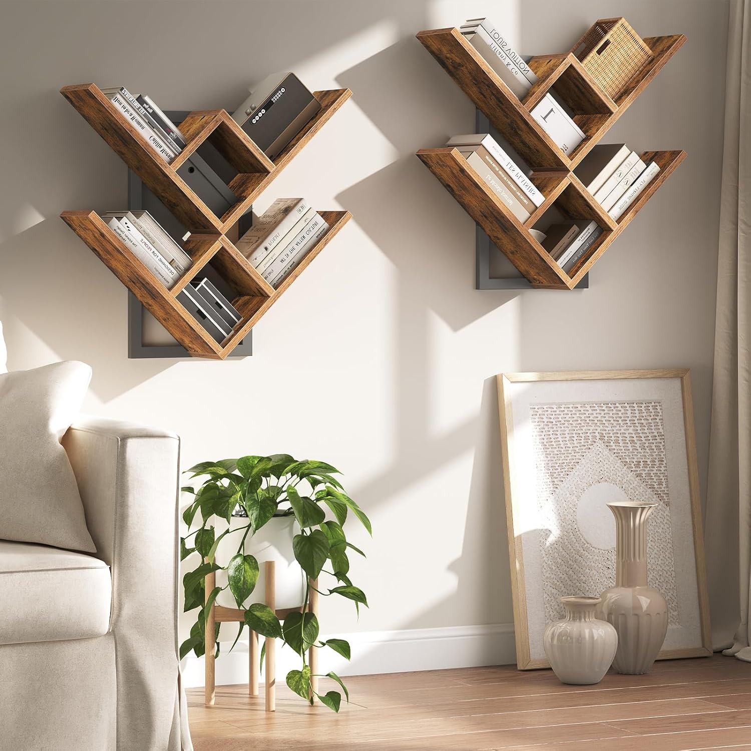 HOOBRO 2-Tier Floating Wall Shelves Set
