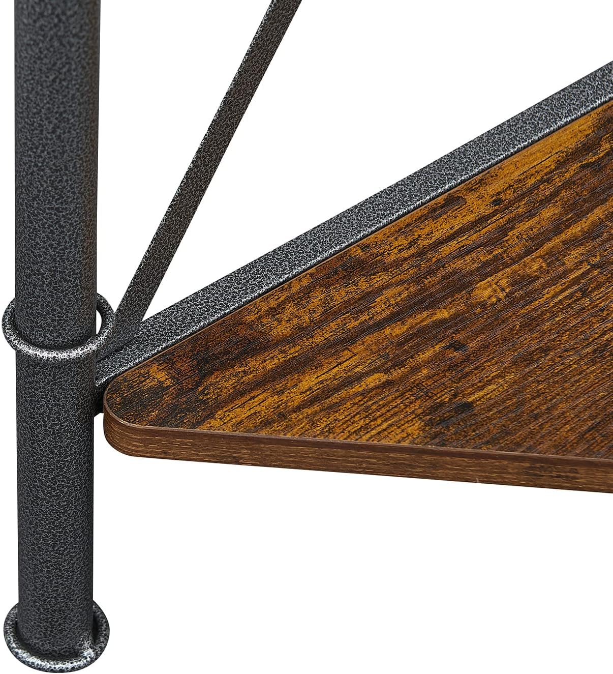 VECELO Corner Table Shelf with 3 Tier Brown Storage
