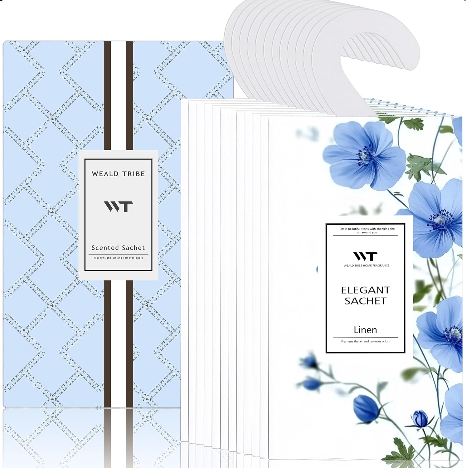 WEALD TRIBE 12 Pack Fresh Linen Scented Sachets for Home Deodorizer