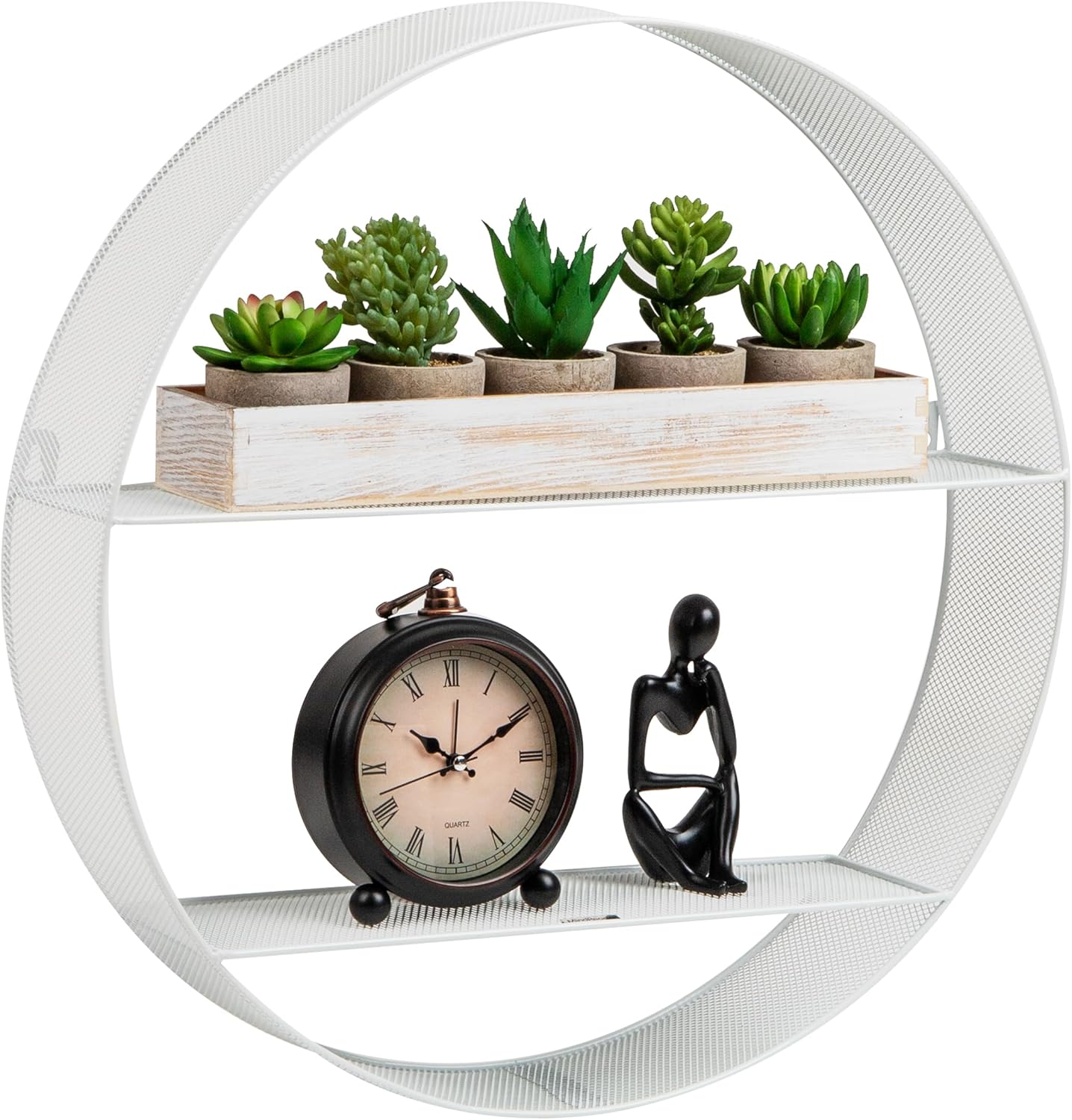 Mind Reader Circular Floating Shelves Wall Decor Accent Shelf Office Bathroom