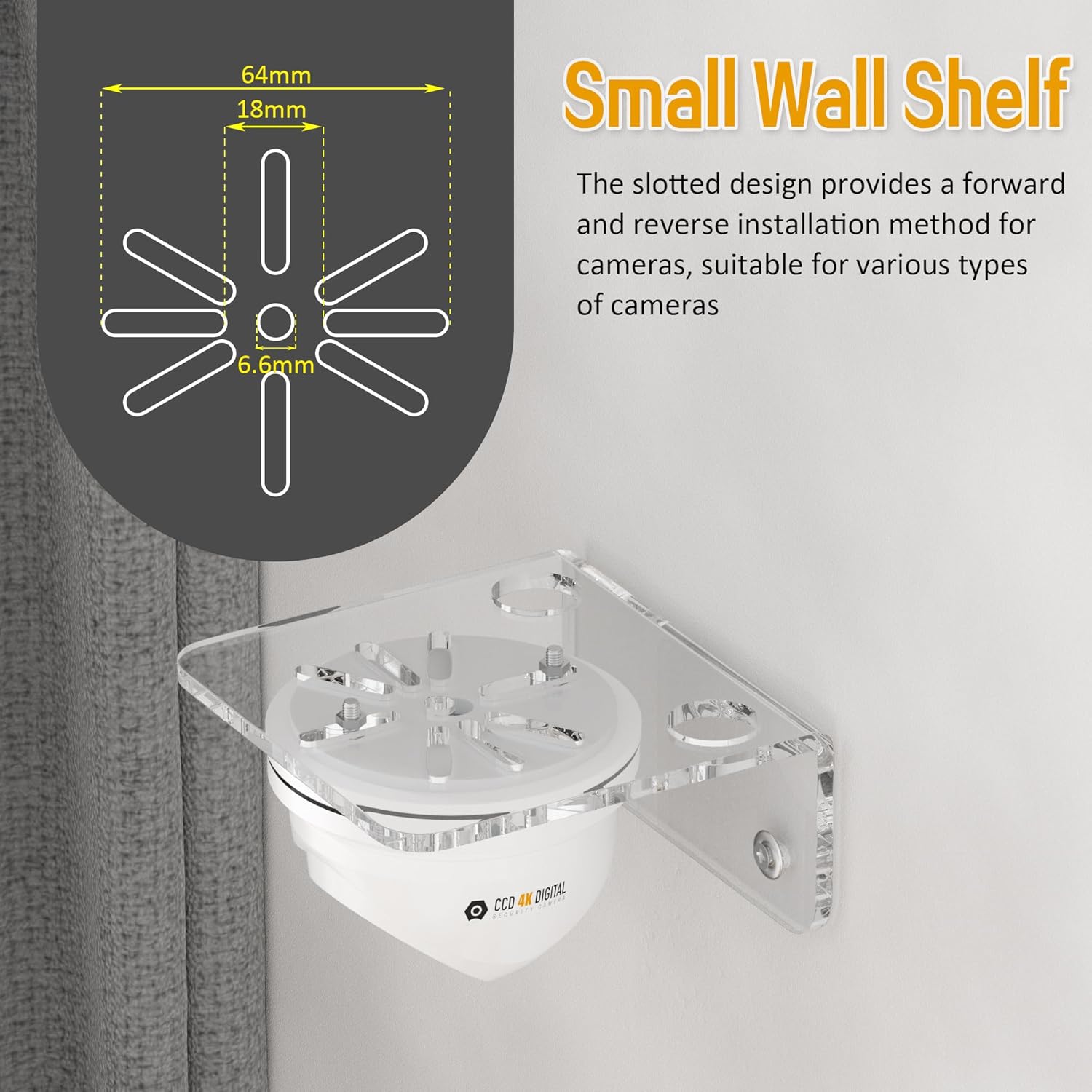 Clear Acrylic Wall Shelf 3 Pack for Security Cameras and More