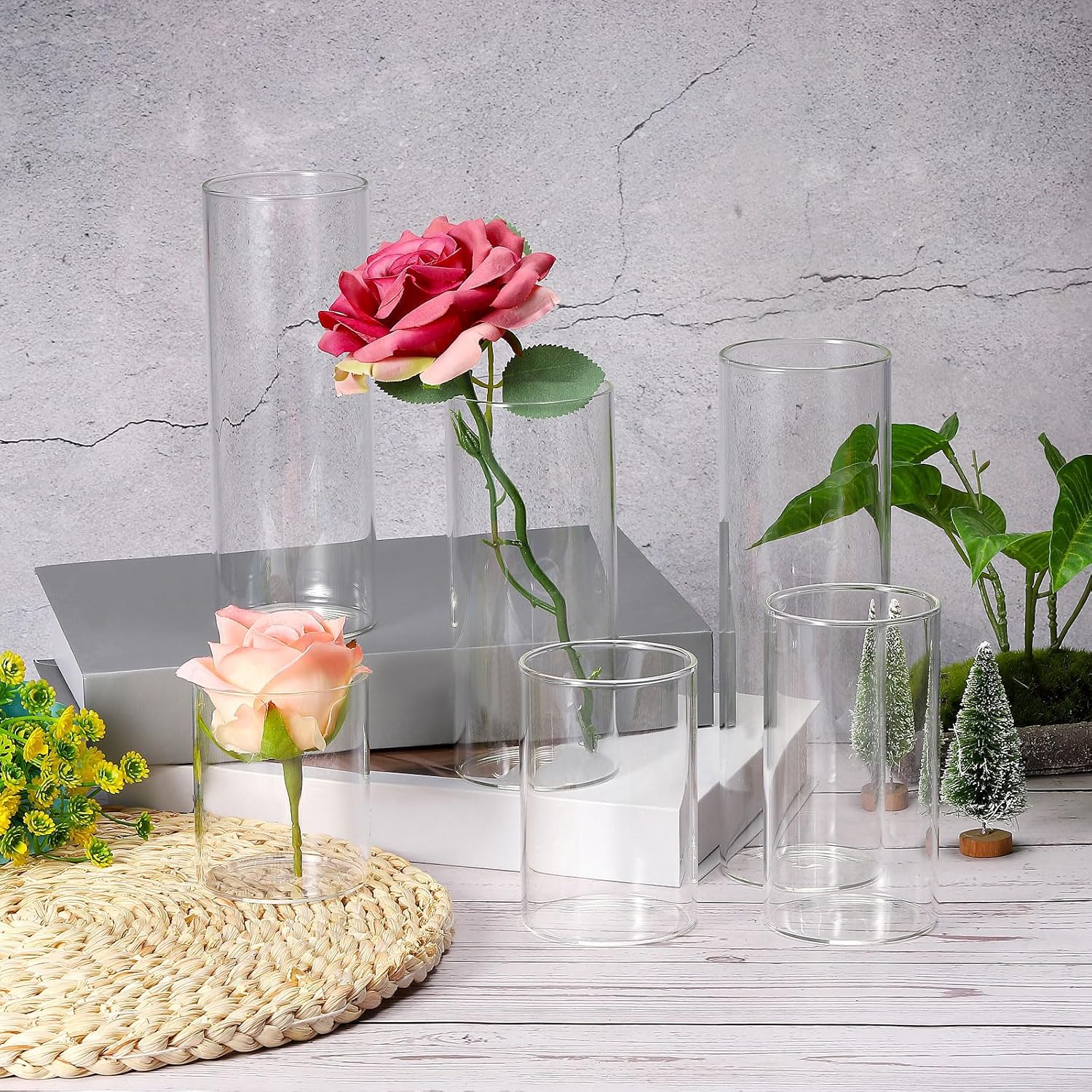 PATIKIL Clear Glass Cylinder Vase 79 Tall 26 Dia
