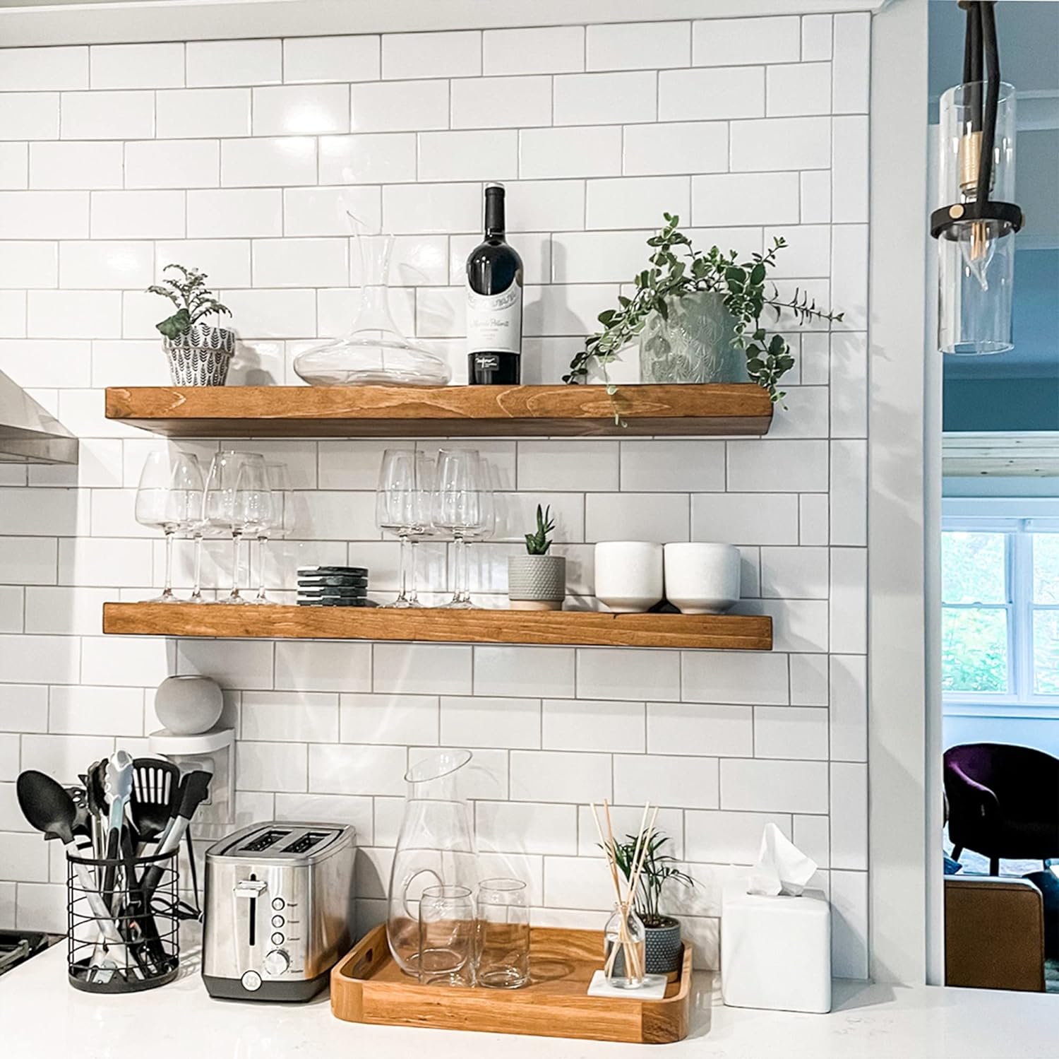 Rustic Floating Shelves Set of 2 Solid Wood Heavy Duty