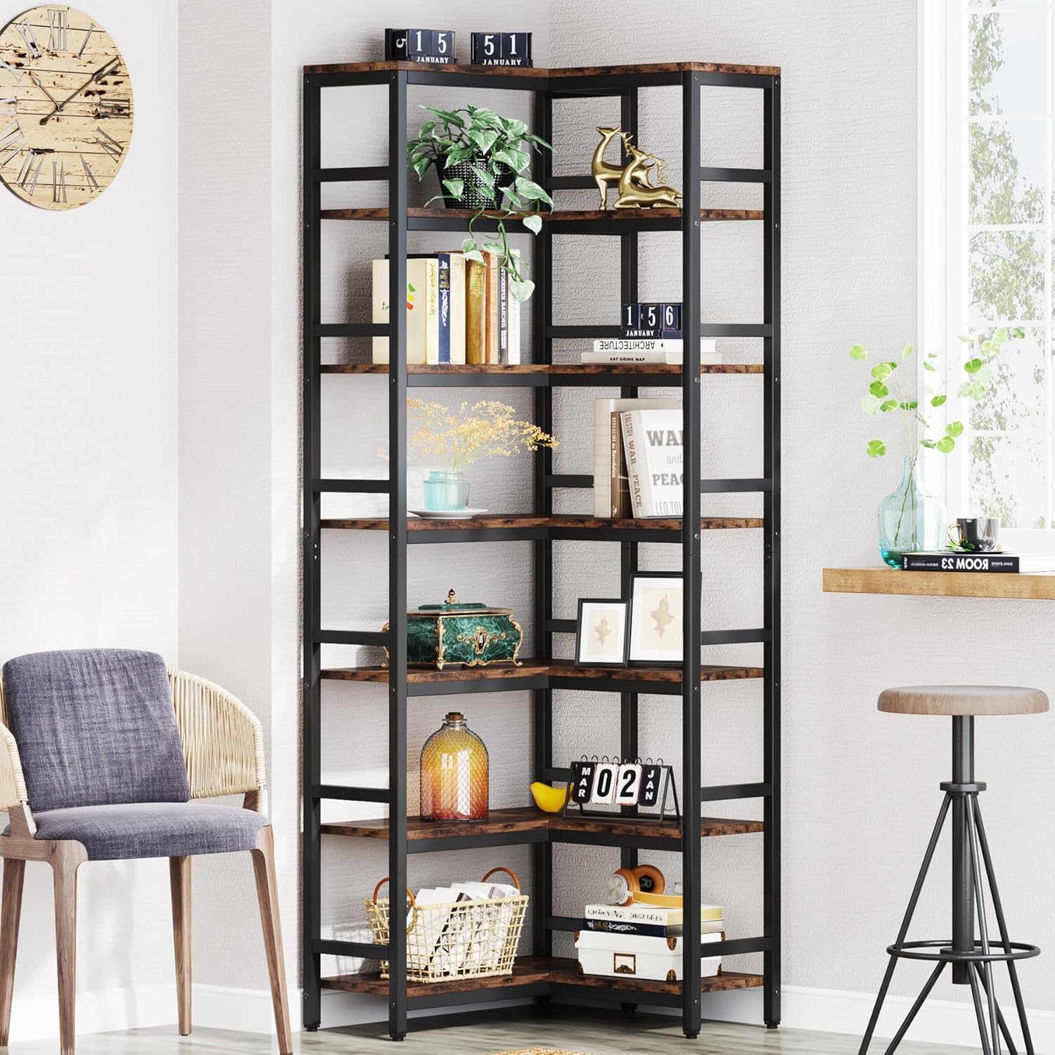 Tribesigns 7874 Inch Tall Corner Shelf 7 Tier