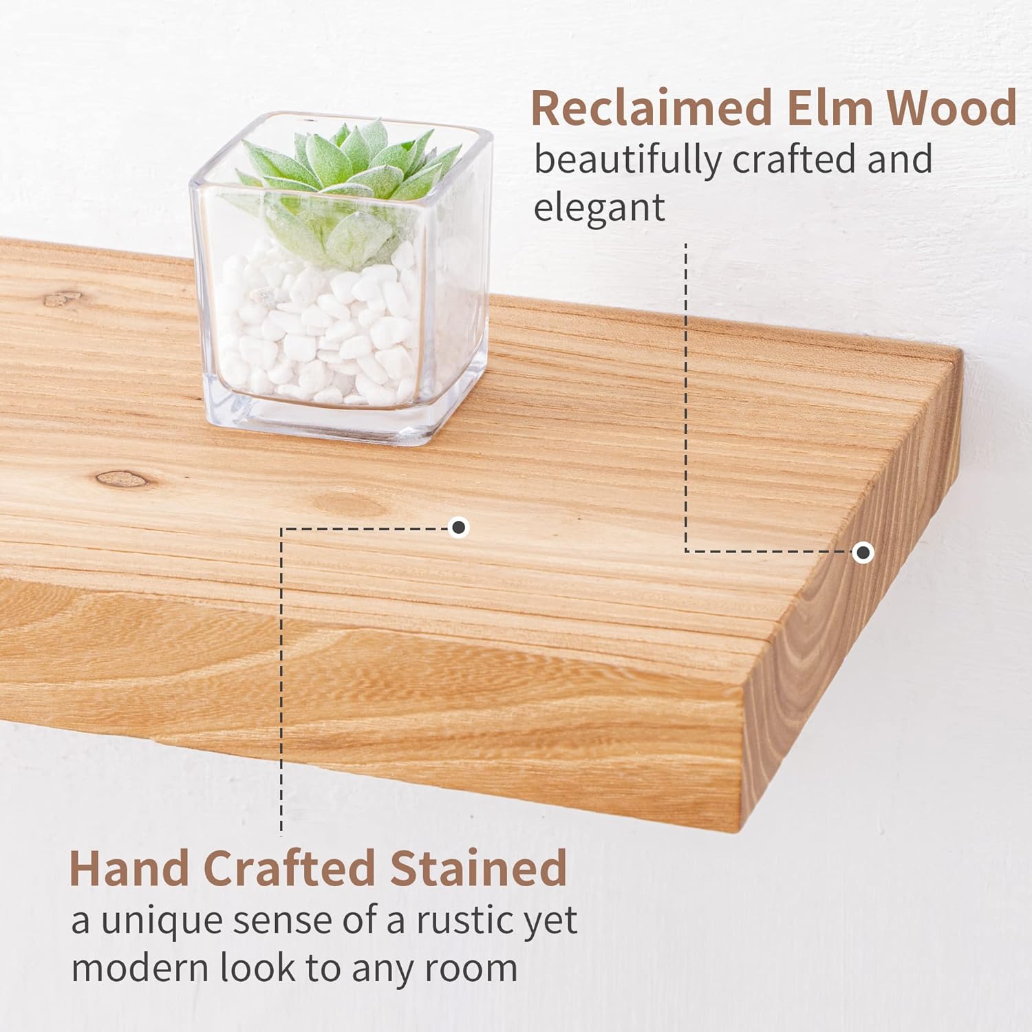 Axeman Reclaimed Elm Floating Wall Shelves 2PCs