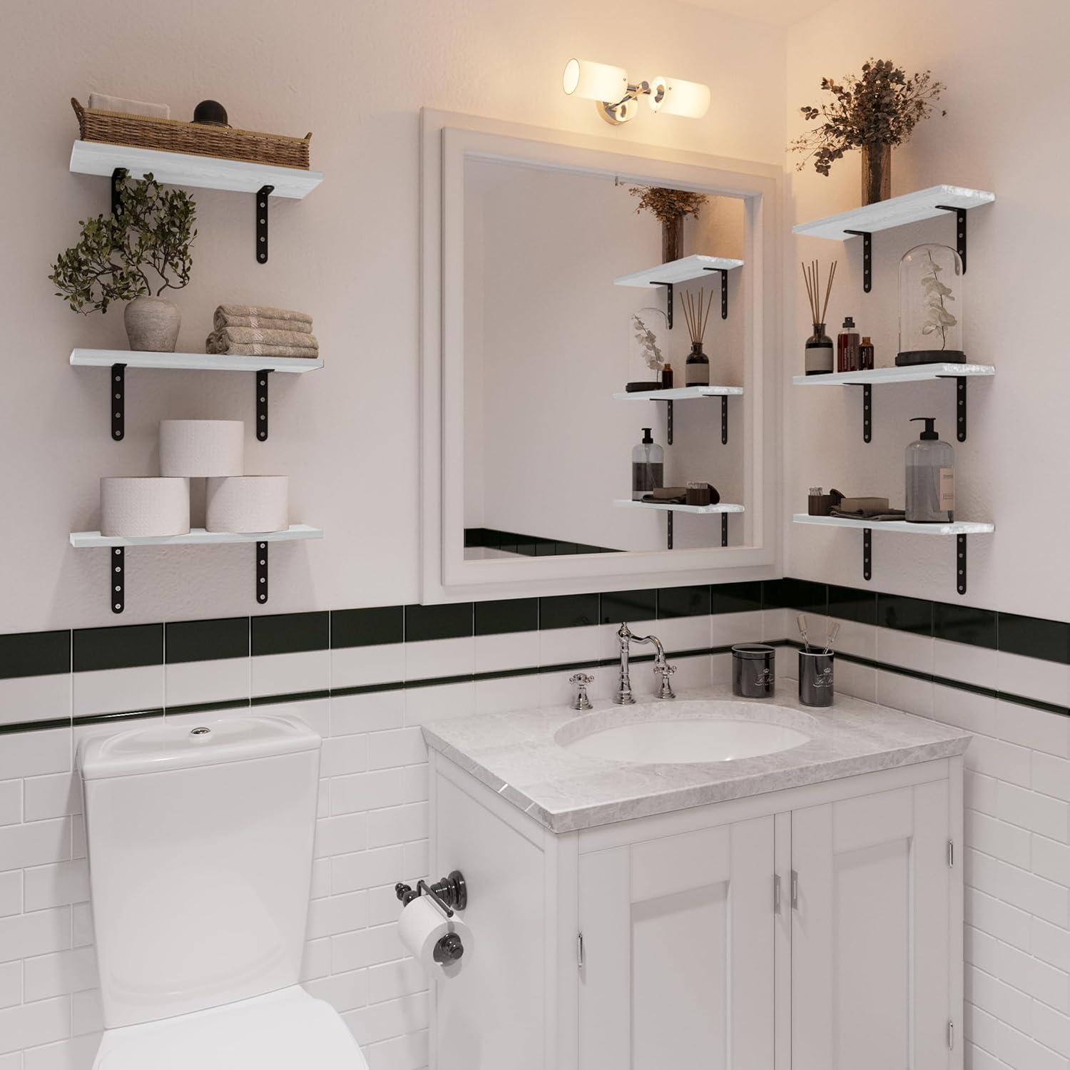 Lavish Home Set of 6 Floating Shelves White