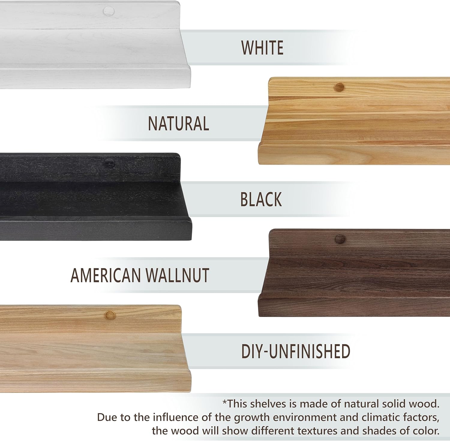 Wood Wedge Floating Shelves Set 2 16 Inch Waterproof