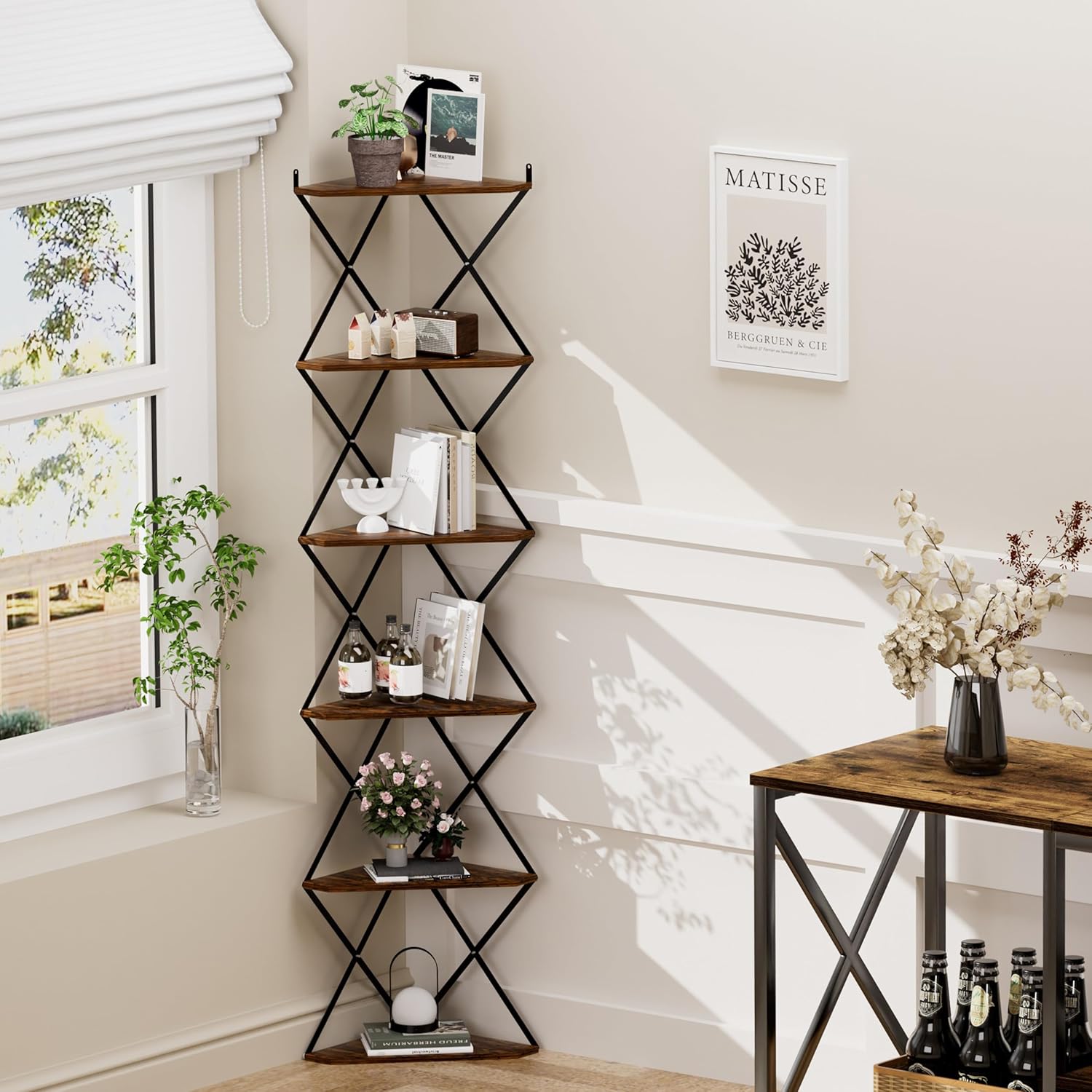 IRCPEN 6 Tier Wall Mounted Corner Shelf Stand