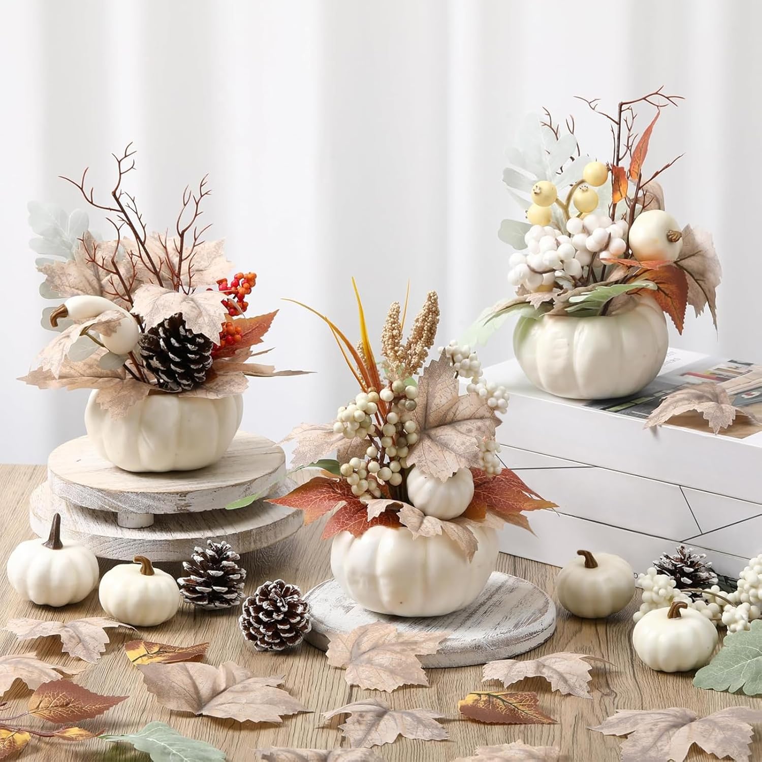 3 Pcs 9 Inch Artificial Pumpkins Fall Decor Centerpieces