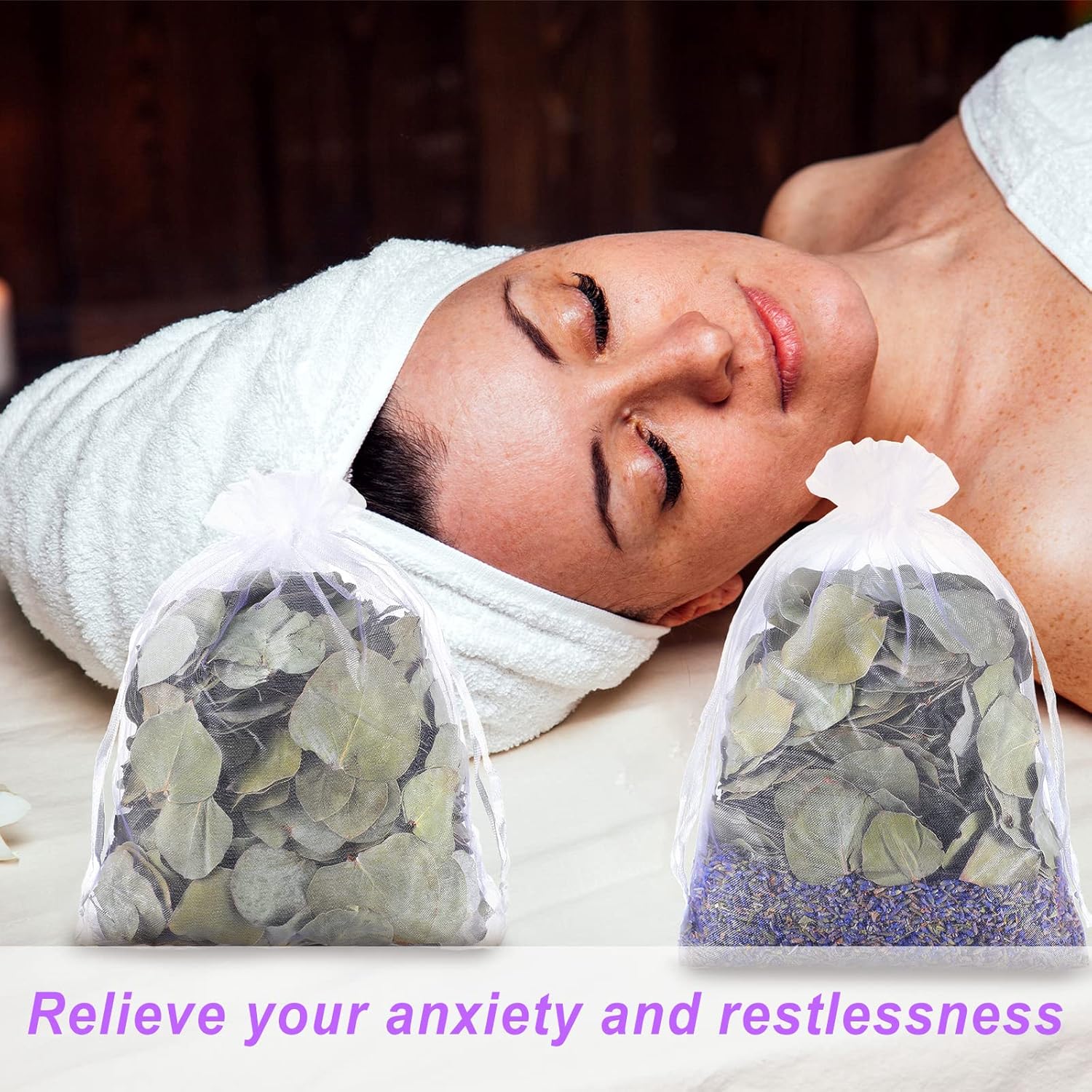 3 Set Dried Eucalyptus Lavender Shower Pouches