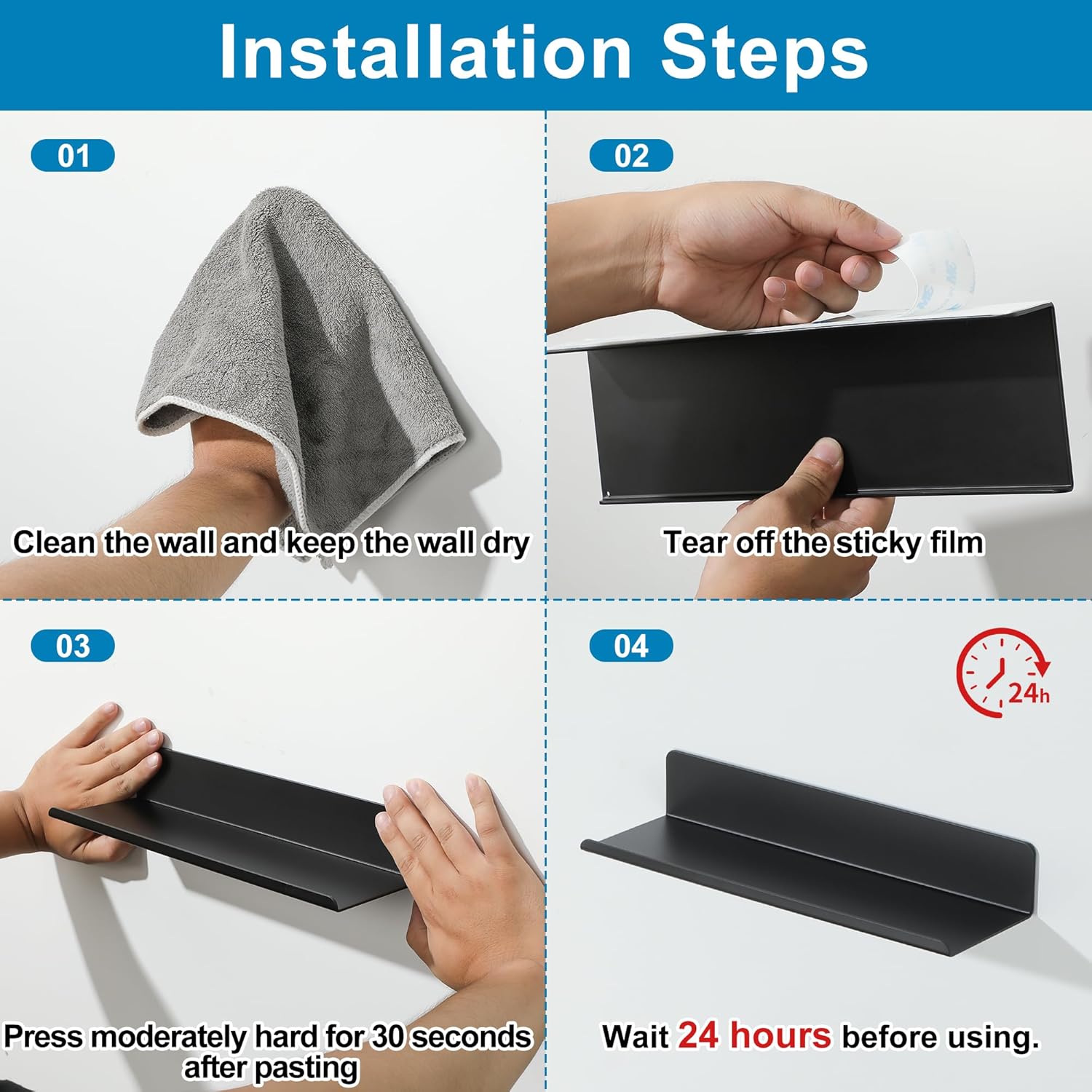 SAYAYO Black Floating Shelves 2pcs Wall Storage