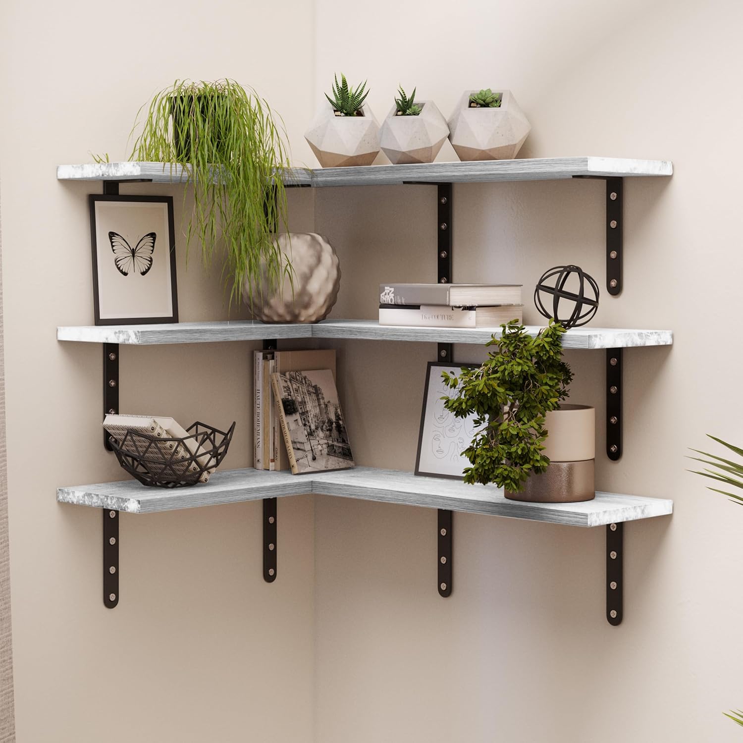 Lavish Home Set of 6 Floating Shelves White