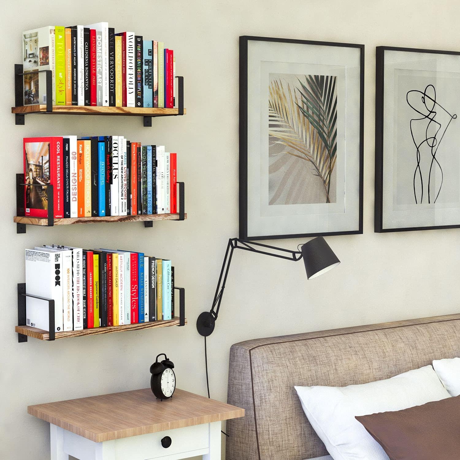 Wallniture Toledo Floating Shelves Set of 3 Burned Finish