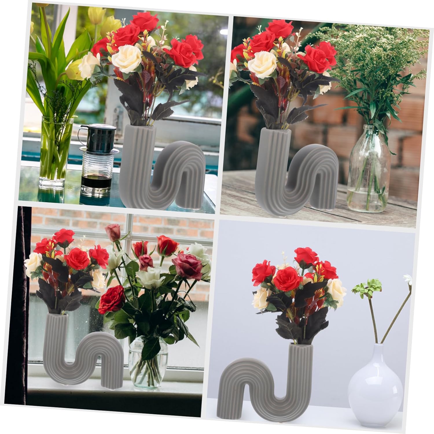Geometric Ceramic Flower Vase for Dried and Fresh Flowers