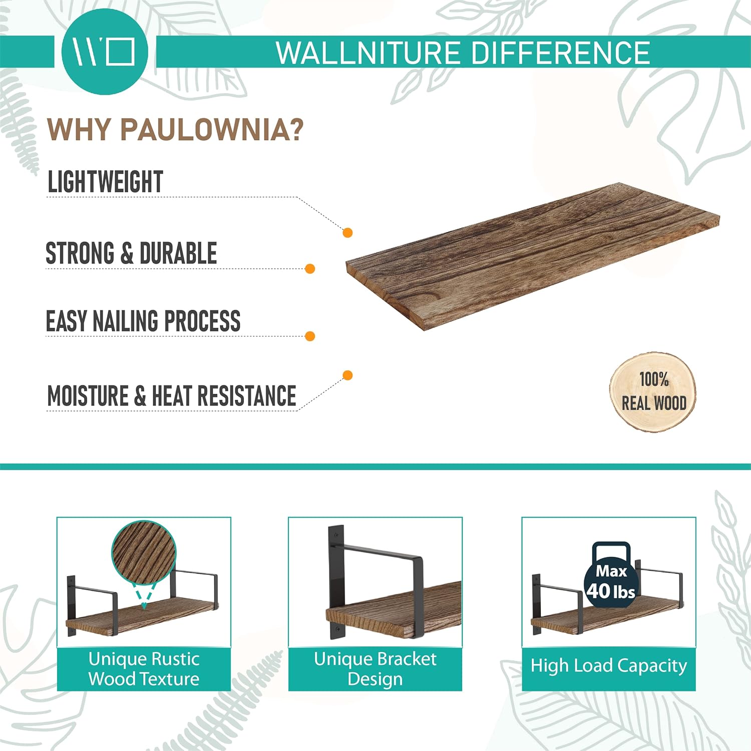 Wallniture Toledo Floating Shelves Set of 3 Burned Finish