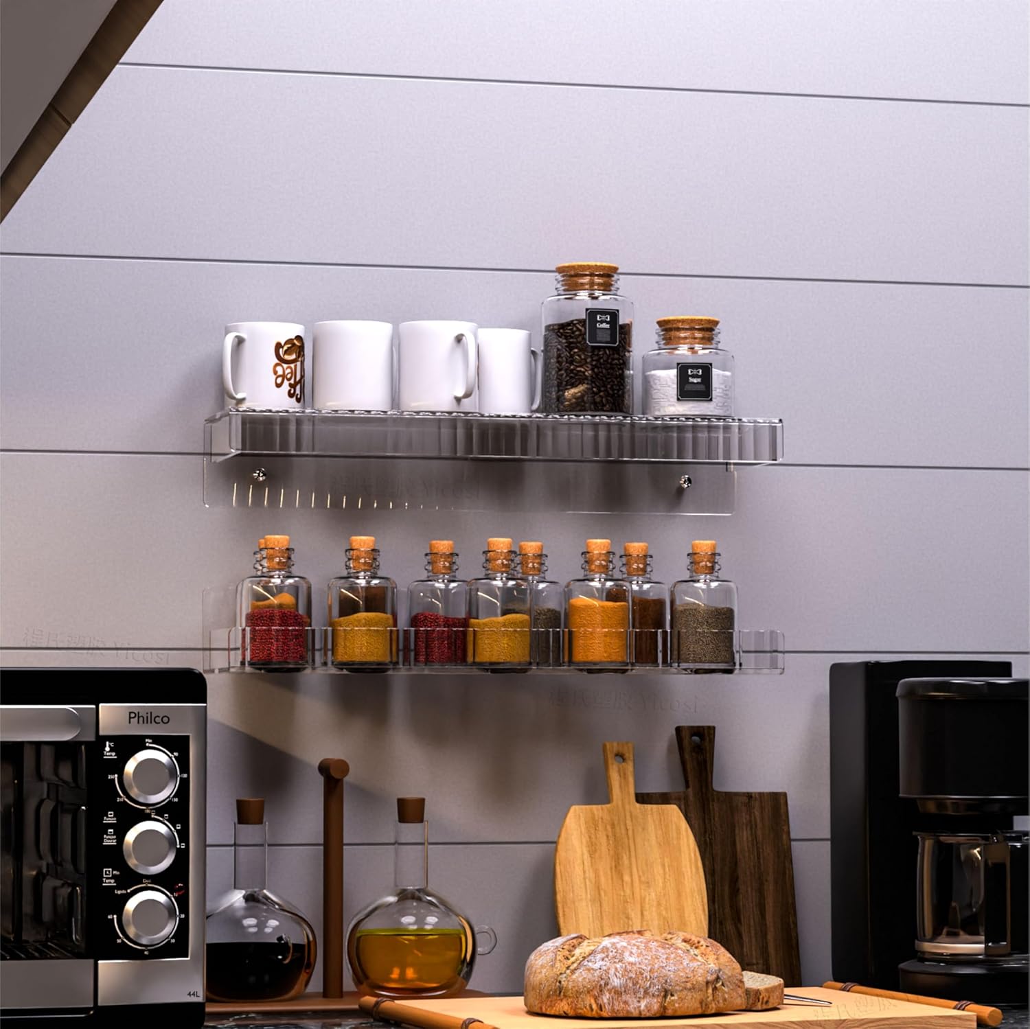 Cq Acrylic Clear Floating Shelves Set of 6