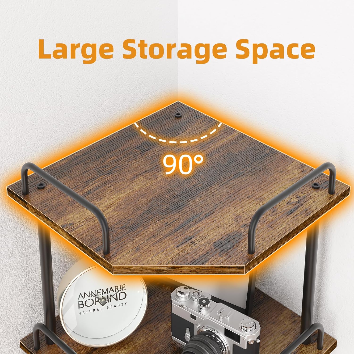 Corner Shelf Stand with Wheel 4-Tier Bookshelf Storage Display