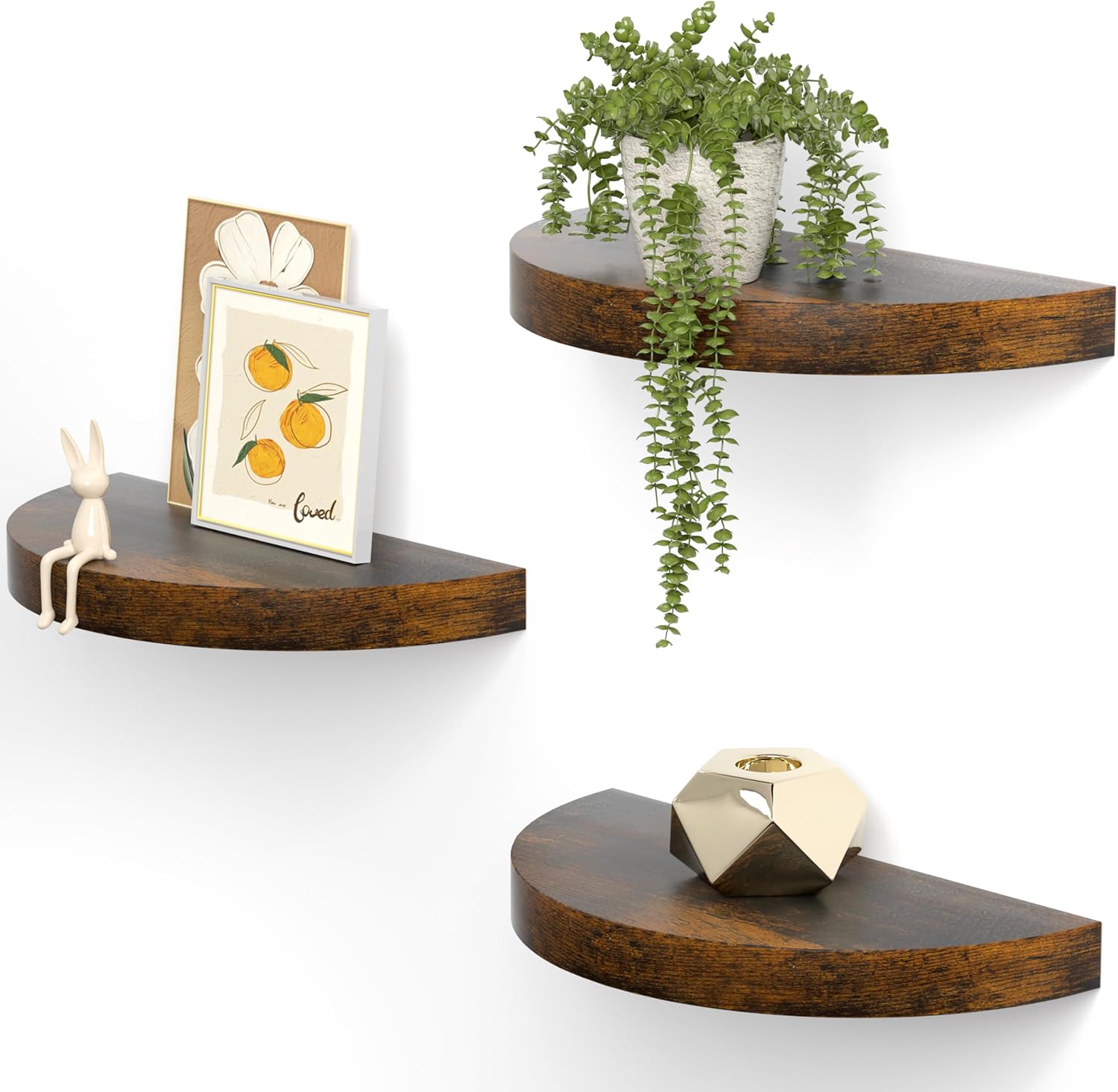 Olakee Floating Shelves Set of 3 Carbonized Black