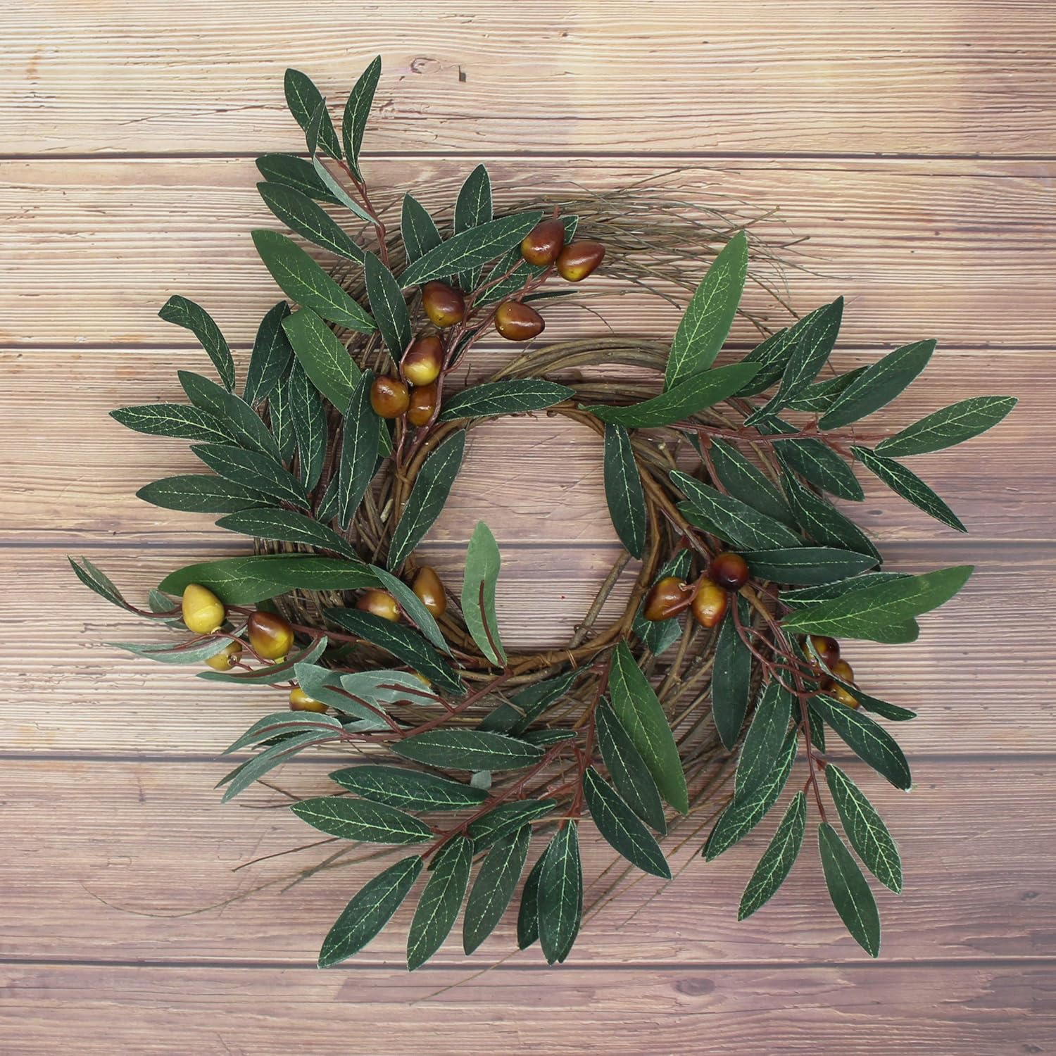 Rustic Country Artificial Olive Wreath 12 Inch