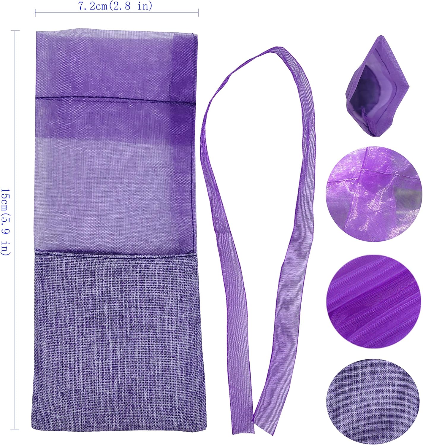Sanrich 50PCS Lavender Sachet Bags Empty Purple Gauze Ribbons Cotton-Ramie Sacks