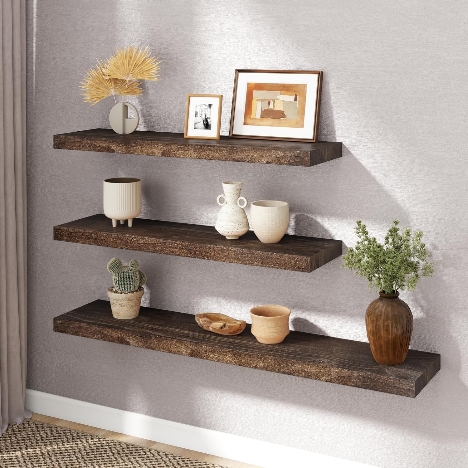 RICHFOCUS Elm Floating Shelves Set of 2