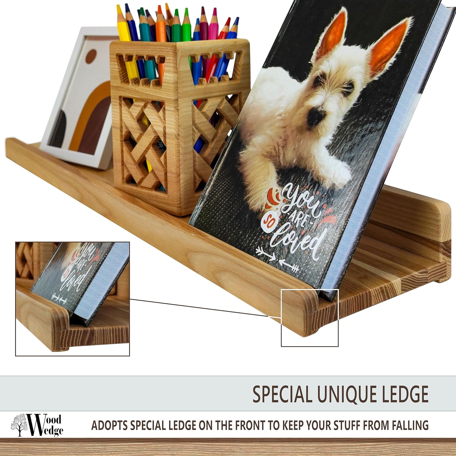Wood Wedge Floating Shelves Set 2 16 Inch Waterproof