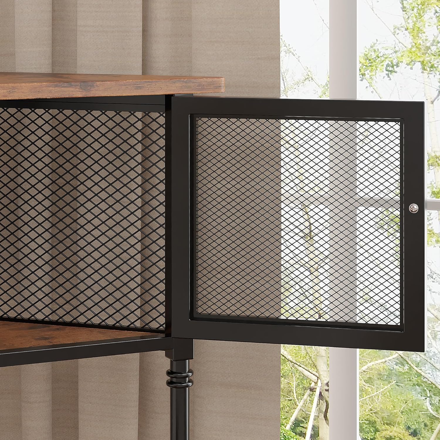 VECELO Corner Cabinet 3-Tier Display Shelves