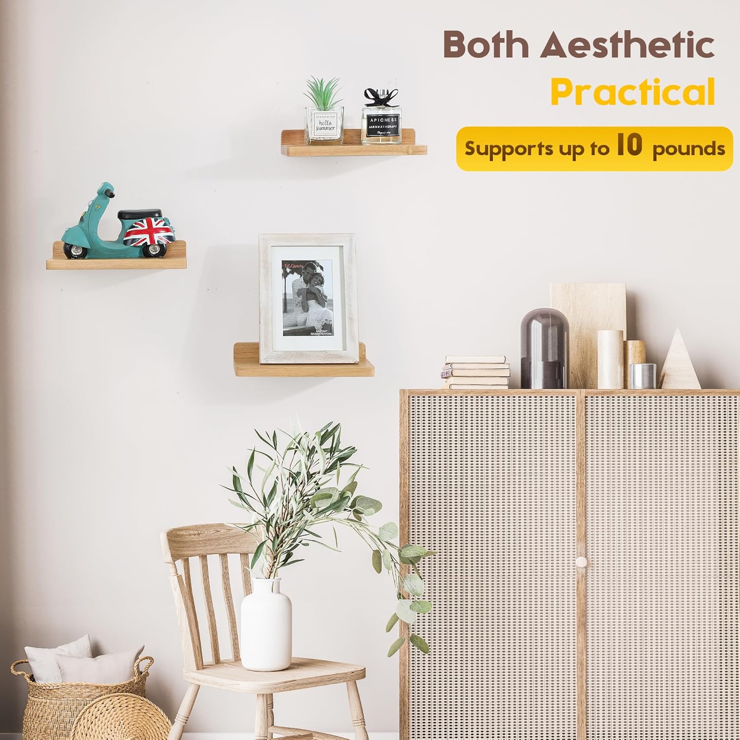 Small Floating Shelves Set of 3 5x85 Inch Wood Wall Decor