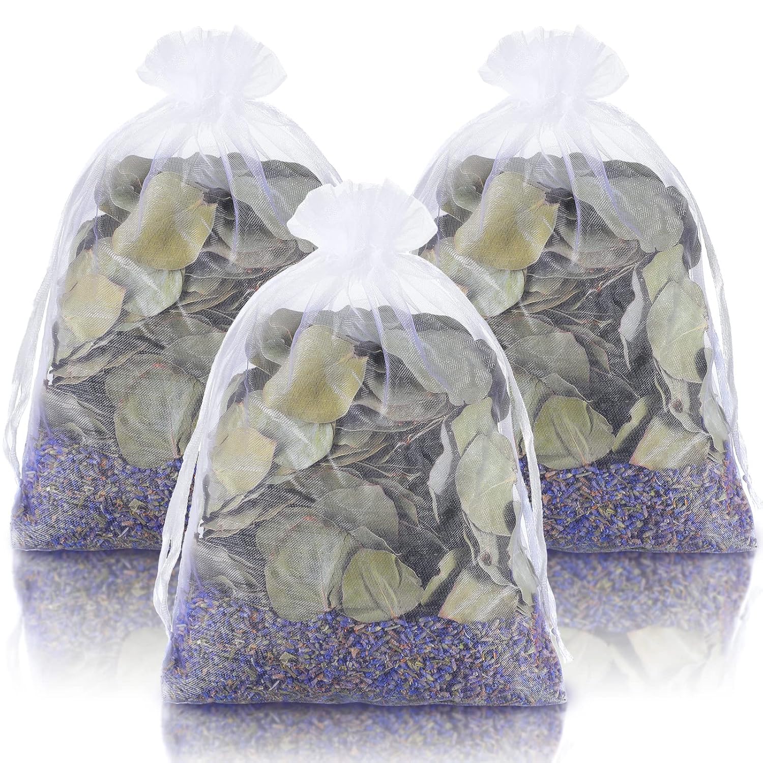 3 Set Dried Eucalyptus Lavender Shower Pouches