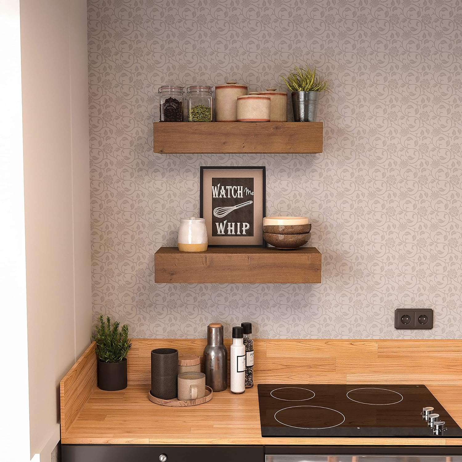 Wall Floating Shelves Rustic Wood Handmade - 17 Inch 2 Pack