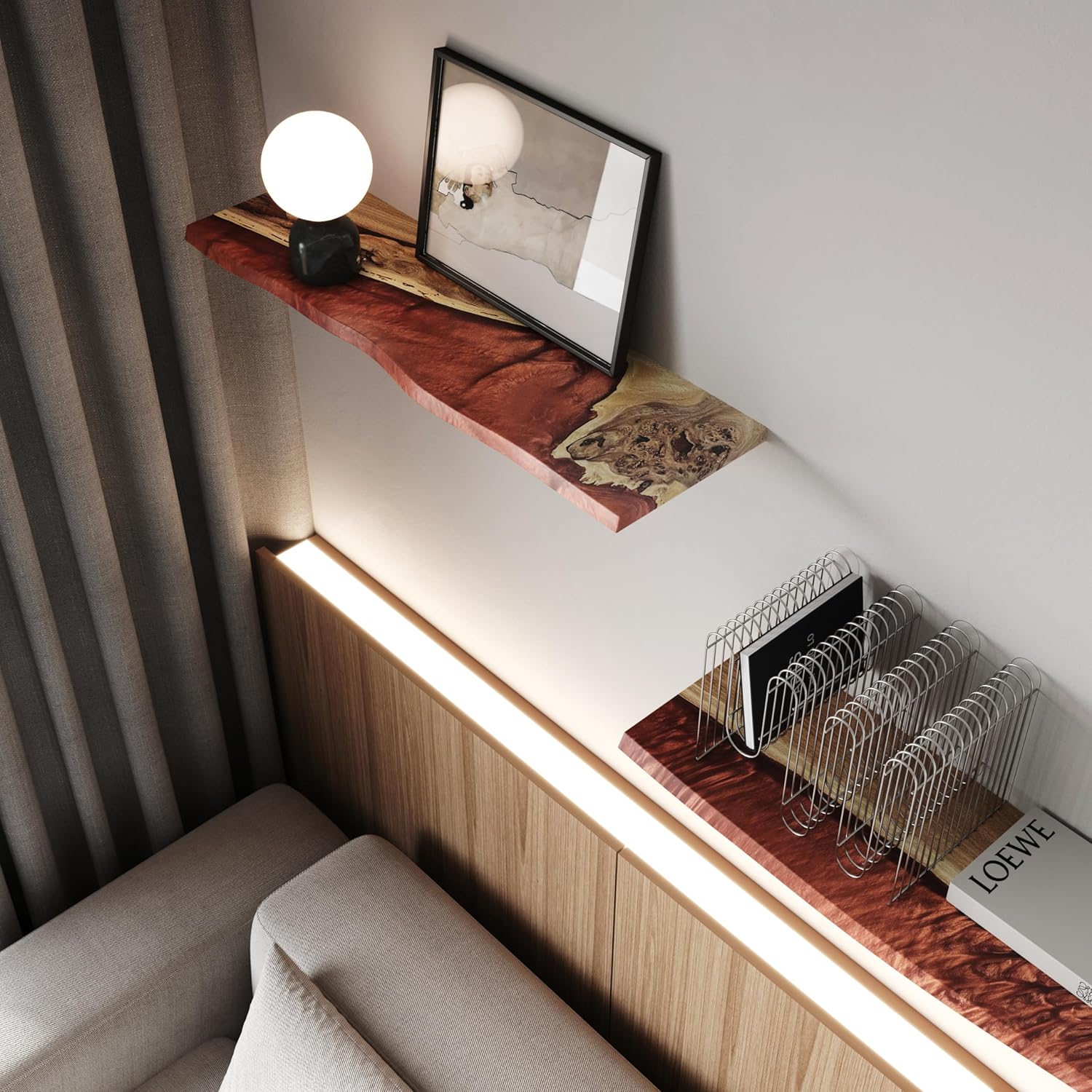 RWA Floating Shelves for Wall Decor - Epoxy Wood Design