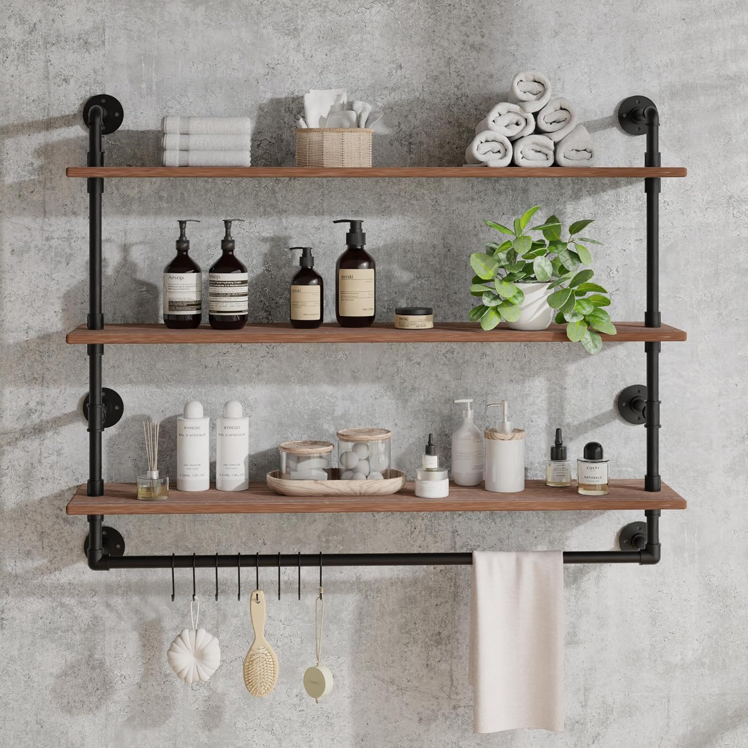 ROGMARS 3 Tier Floating Shelves with Wood
