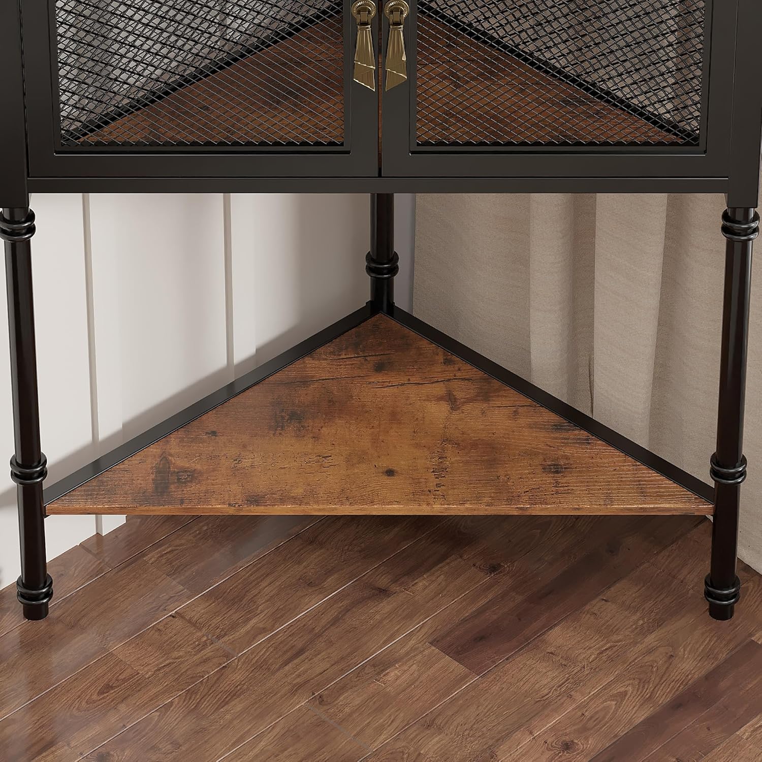 VECELO Corner Cabinet 3-Tier Display Shelves