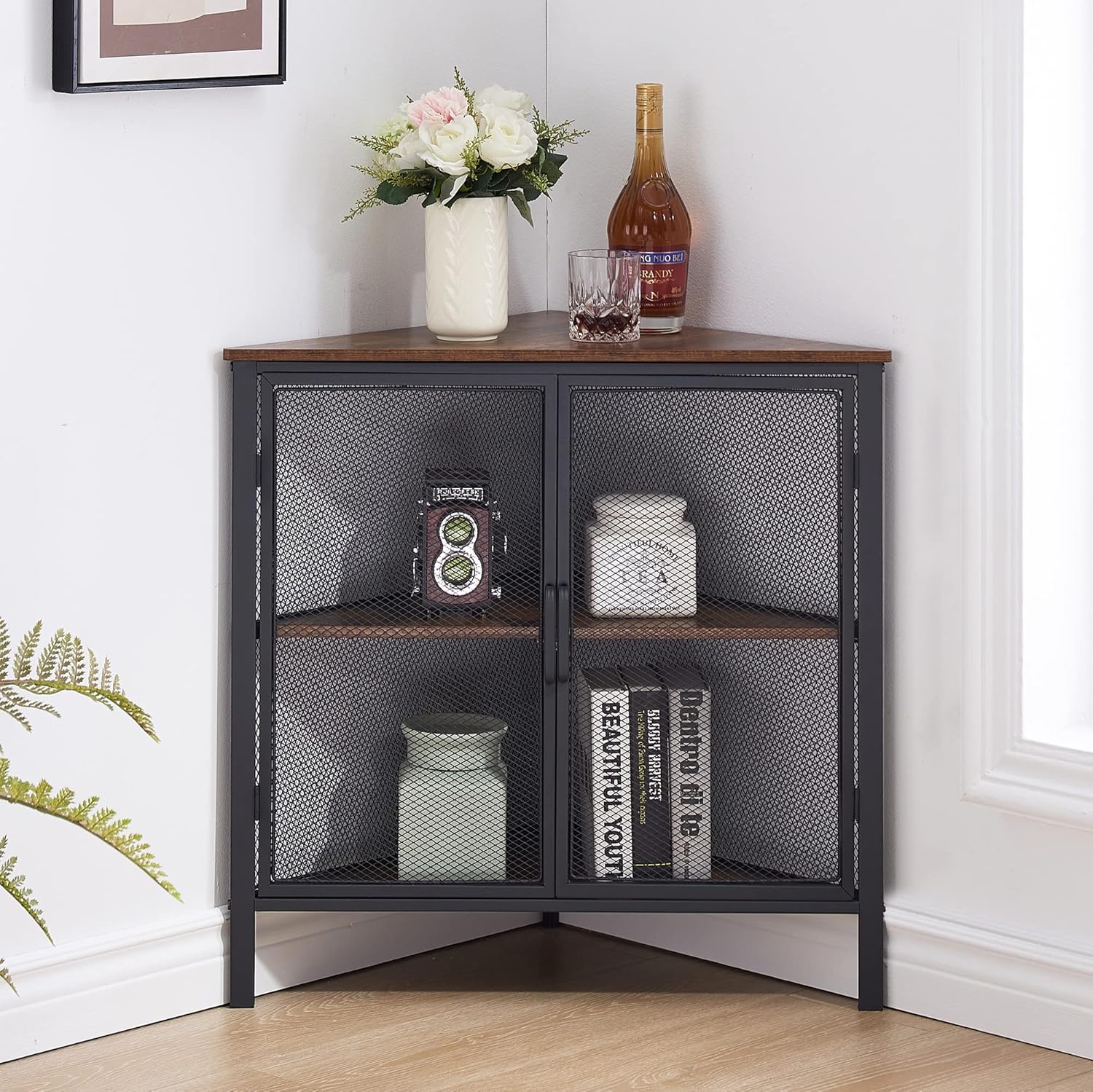 VECELO 3-Tier Corner Shelf Organizer Brown
