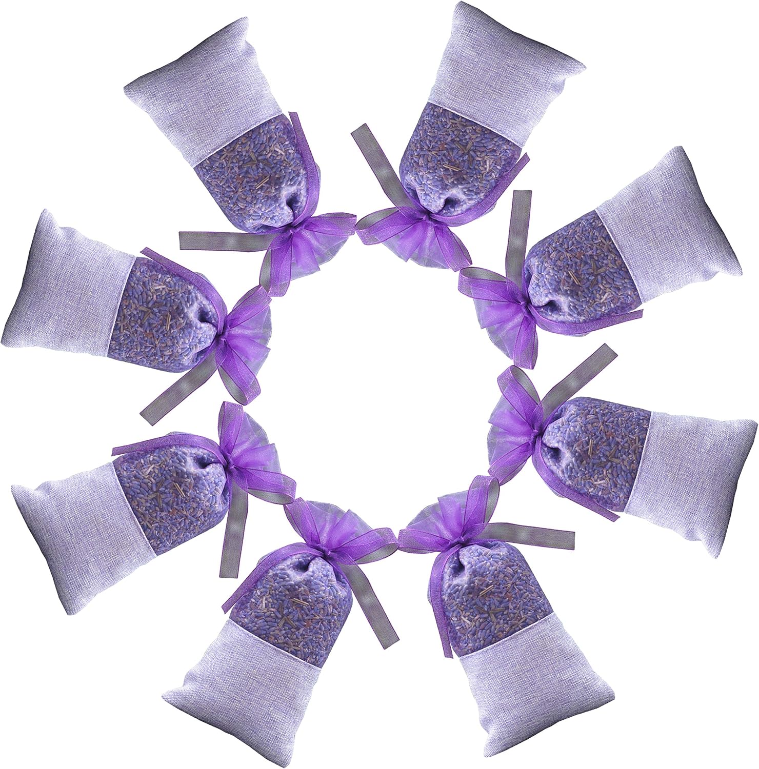 Sanrich 50PCS Lavender Sachet Bags Empty Purple Gauze Ribbons Cotton-Ramie Sacks