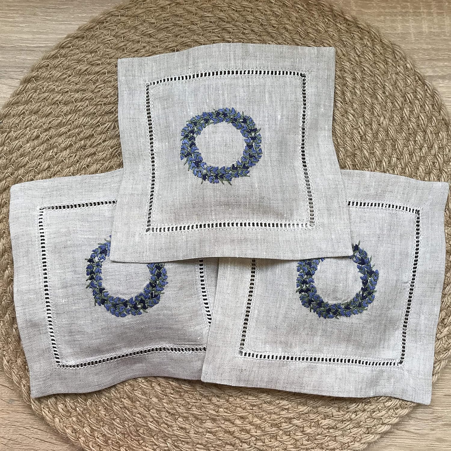 Hand Embroidered Lavender Pillow Sachet Bag Set of 3